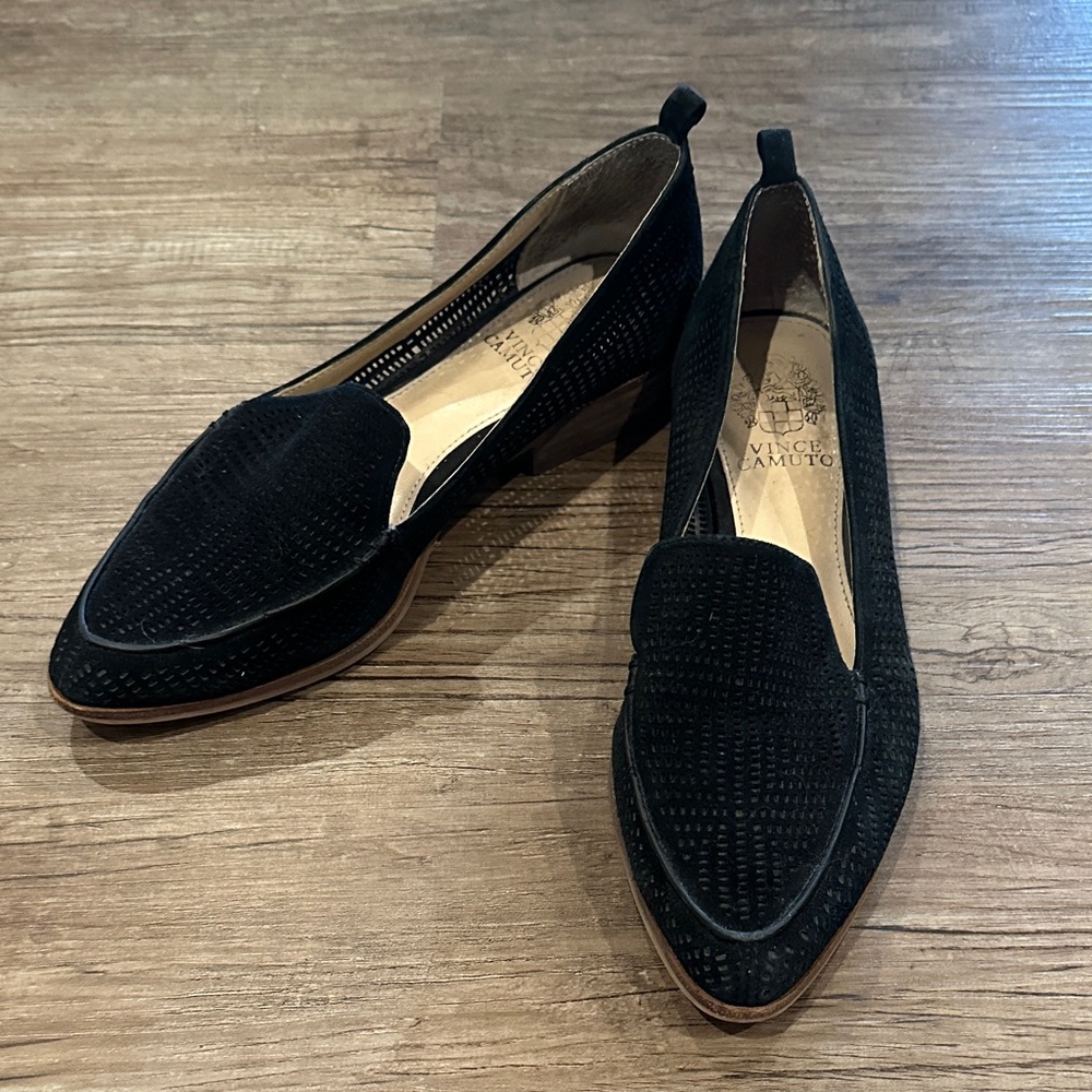 Vince Camuto Black Laser Cut Women's Loafers